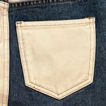 American Bazi  Blue and White Jean Skirt Color-Block Distressed Design Small Photo 1