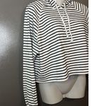 H&M Divided Hoodie Womens Medium Black White Striped Cropped Pullover Raglan Photo 1