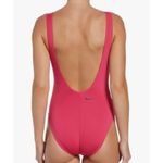 Nike  Small Logo Pink Swimsuit 1-Piece Open-Back Scoop Neck Stretch Lined No Cups Photo 1
