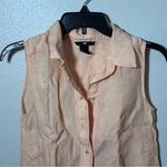 H&M Women Orange Button Down Linen Sleeveless Shirt Size Small. Photo 3