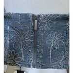 House of Harlow  1960 Blue Floral Embroidered Denim Crop Top Large Square Neck Photo 6
