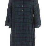 Loft  green‎ black plaid ruffle sleeve dress small Photo 0