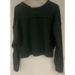 Free People FP Movement Green Waffle Knit Slouchy Henley Top M Ribbed Oversized Thumbholes Photo 3