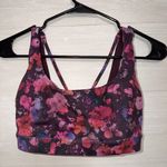 Athleta Women's Exhale Printed Sports Bra Floral Purple Pink Supportive Strappy Photo 1