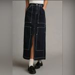 Pilcro  Carpenter Front-Slit Maxi Skirt size 6 sold out -Anthropology dark denim Photo 1