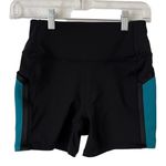 Free People  Movement Black Teal Athletic Pull On Fitted Pocket Shorts Size XS Photo 0