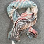 Multicolor Square Wrap Scarf Shawl 54" x 54" Viscose/Acrylic Raw Fringe Hem Pink Photo 0