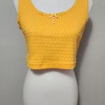 Vintage Romantic Expressions 90s Marigold Pointelle Cropped Tank Top Size Large Yellow Photo 0