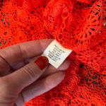 Adiva Womens Floral Crochet Open‎ Knit 3/4 Bell Sleeve Top Red Orange Size Large Photo 8