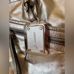 B. Makowsky Gold Metallic Leather Shoulder Bag Silver Photo 3