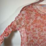 ZARA ✨ Orange Floral Y2K Sheer Mesh Tulle Ruched Sleeve Top Medium Photo 5