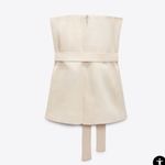 ZARA Bloggers Favorite Beige Strapless Belted Linen Blend Luxury Summer Top Sz L Photo 4