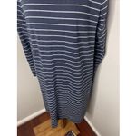 Ann Mashburn  Cotton Blue White Stripe Boat Neck Longsleeve Shift Dress Large L Photo 6