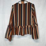 Gilli Orange & Cream Multicolor Striped Wide Sleeve Blouse Size S Photo 5