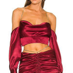 Michael Costello Michael‎ Costello x REVOLVE Sybil Crop Top and Skirt Set Red XS/S Flaws Photo 0