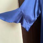 Royal Blue Silk Robe with Floral Lace Detail Bell Sleeve Large / Extra Large Size XL Photo 2