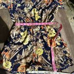 Lucca Couture Lucca Womens Romper Sz M Navy Blue Yellow Orange Floral Print Shorts Long Sleeve Photo 8