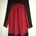 BCBGMAXAZRIA  Merlot and Black Colorblock Long Sleeve Giada Dress Size XS Photo 0