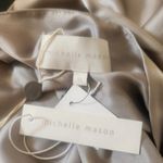 Michelle Mason  Silk One Shoulder Dress Size 10 Gray NWT Midi Draped Photo 10