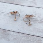 Vintage Screw On Earrings Stunning Bright Blue, Faux Pearl, Gold Tone Blue Photo 4