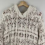 POL Almond White Soft Knit Pom Pom Drawstring Sweater Hoodie Photo 3