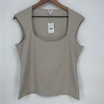 J.Crew  Cap-Sleeve Stretch Cotton-Blend Squareneck‎ Tank Top Size L Photo 1