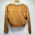 Madden NYC Brown Faux Suede & Cream Sherpa Open Front Cropped Jacket NEW Size S Photo 6