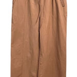 Open Edit  Size Large Tan Faux Leather Wide Leg Pants Pull On Minimalist Casual Photo 0