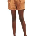 INC New Satin Belted Waist Cuffed Hem Shorts Warm Chestnut Brown Photo 1