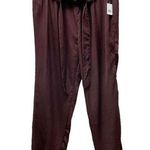 A pea in the pod NWT Underbelly Satin Jogger Pants Burgundy Size Large Maternity Photo 3