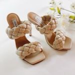 Steve Madden Kenley Plaited Heeled Mules in Off White Sandals Shoes Photo 2