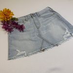 American Eagle Jean Skirt Women 6 Denim Raw Hem Distressed Short Light Wash AE # Photo 5