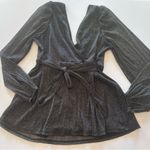 Torrid Black Wrap Tie Back Blouse Shimmery Fabric Plus Size 00 Photo 2