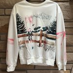 Boutique Winter Scene Ski Print Sweatshirt White Small Photo 0