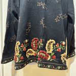 Talbots XL Black Floral Embroidered Sweater Knit Pullover Photo 2