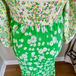 Rixo Daisy Long Sleeve Midi Floral Swing Dress Green Size 0 Photo 4