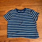 Gap Organic Vintage Soft Cropped Striped Blue White Baby T-Shirt Women’s Size M Photo 1