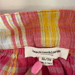 BeachLunchLounge  Square Neck Plaid Flutter‎ Sleeve Blouse Pink Yellow Orange XL Photo 5