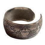 Antique Silver Tibetan Buddha Symbols Cuff Good Fortune Vintage Bracelet Photo 4