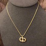 Christian Dior  Gold Plated CD Monogram Pendant Necklace w/ DIOR BOX, DUST BAG Photo 0