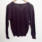 Loft Lightweight Maroon Beaded Long Sleeve Acrylic And Wool Blend V Neck Top Photo 4
