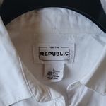 FOR THE REPUBLIC  100% Cotton White Shirt with Floral Embroidery Size L Photo 4