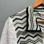 Missoni Exclusively Misook White and Green Chevron Collared Cardigan M Photo 2
