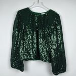 Alice + Olivia Avila Sequin Crop Top in Basil Size Medium Photo 1