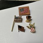 Lot Of 5 Brooch Pins American Flag / Angel / Hat Red White & Blue Patriotic Photo 5
