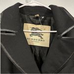Burberry  Black Leather Trim Wool Blend Double Breasted Jacket US 12 Photo 1