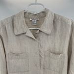 Talbots  Beige 100% vintage Linen Button Down Shirt 12 long sleeve neutral Photo 2