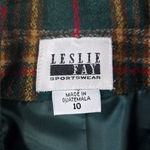 Leslie Fay 1980s Vintage Green Plaid Tartan Wool Academia Blazer Jacket Size 10 Photo 4