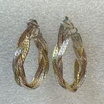 925 Italy Vermeil Tricolor Braided Herringbone Necklace, Bracelet & Earrings Gold Photo 5