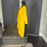 Women’s Black & Yellow Asymmetrical Ruffled Front Midi Dress 3/4 Sleeve Size M Size M Photo 4